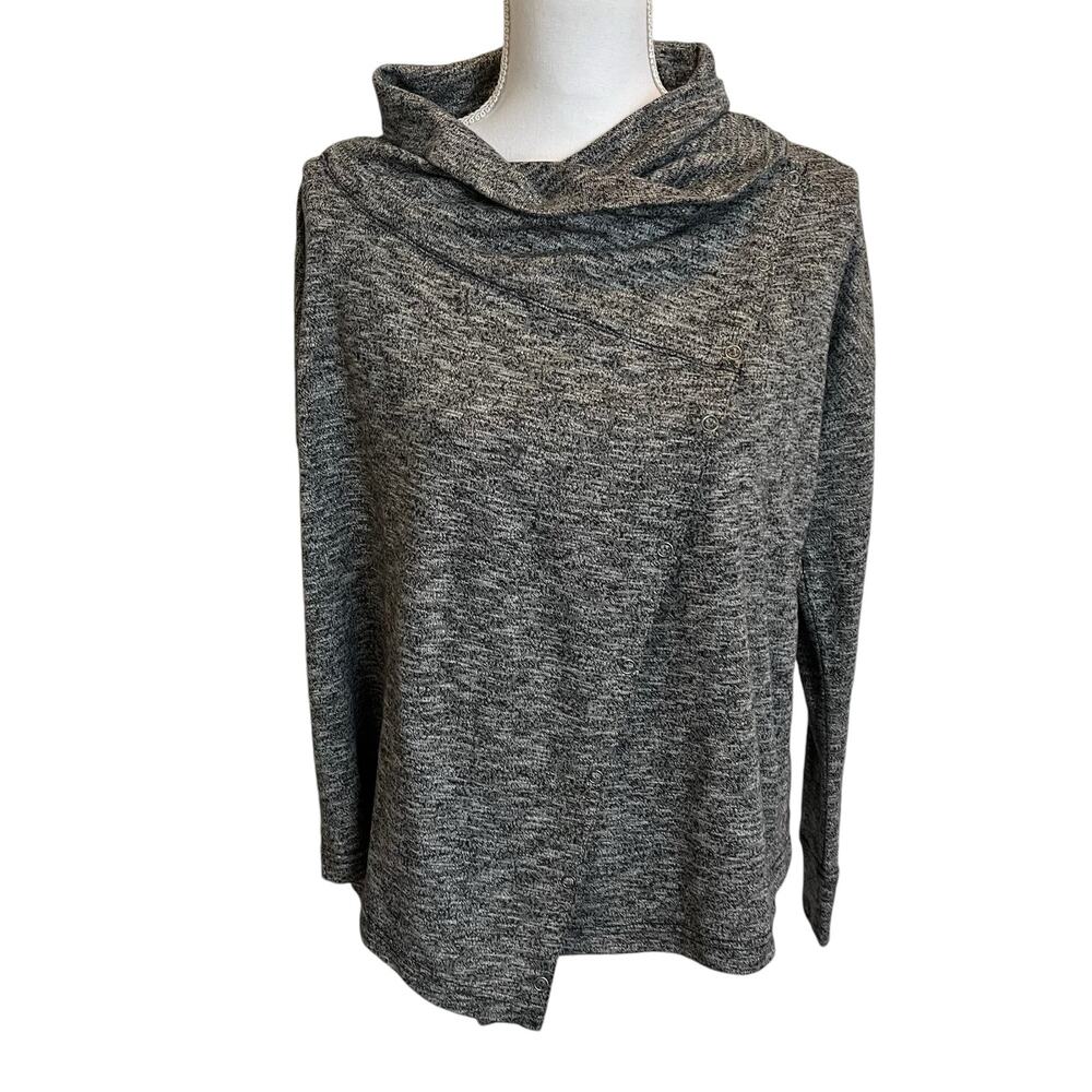 Eddie Bauer Cardigan Sweater Womens Medium M 7 Days 7 Ways Convertible Gray